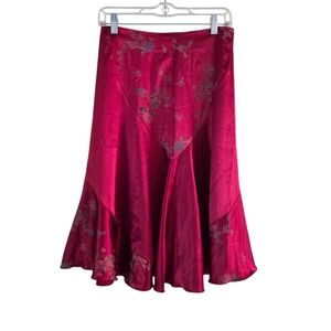 Vintage REFERENCE Womens Midi Skirt Red Y2K Size Small Floral Print Fairy Core